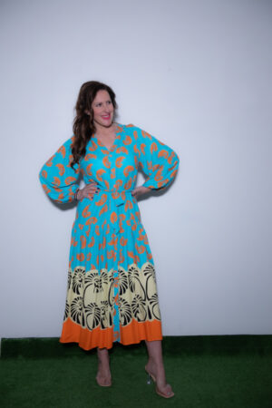 Φόρεμα Boho γαλάζιο με σχέδια