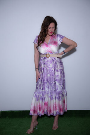 Φόρεμα μακρύ με μανίκι και ζώνη