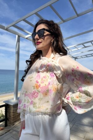 ΠΟΥΚΑΜΙΣΟ ΗΜΙΔΙΑΦΑΝΕΣ ΛΕΥΚΟ FLORAL