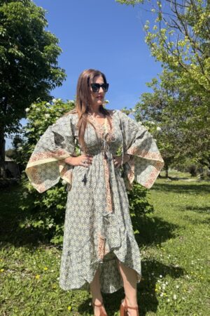 ΦΟΡΕΜΑ BOHO ΚΙΜΟΝΟ ΓΚΡΙ ΚΟΚΚΙΝΟ