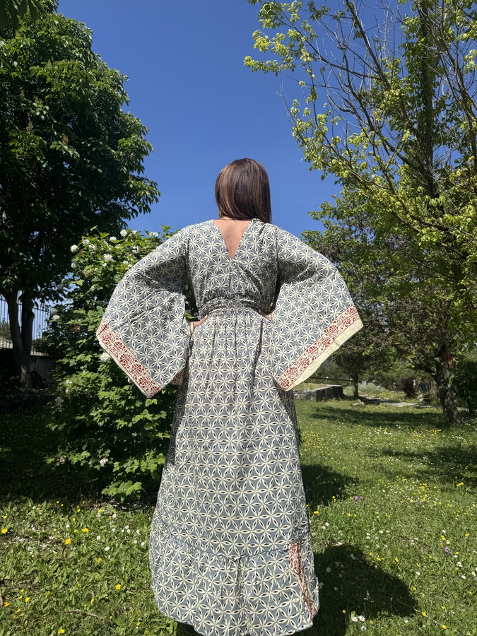 ΦΟΡΕΜΑ BOHO ΚΙΜΟΝΟ ΓΚΡΙ ΚΟΚΚΙΝΟ - Image 2