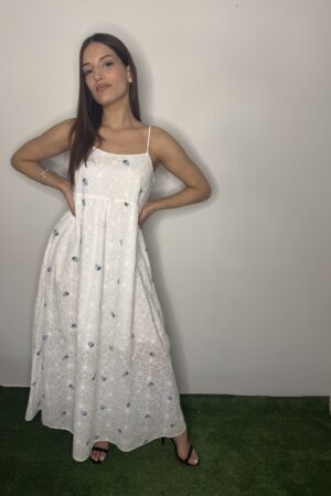 ΦΟΡΕΜΑ ΛΕΥΚΟ ΜΕ ΜΠΛΕ ΦΡΑΟΥΛΙΤΣΕΣ