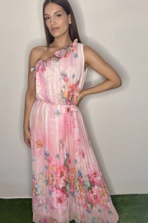 ΦΟΡΕΜΑ ΑΣΥΜΜΕΤΡΟ ΡΟΖ ΜΕ  FLORAL ΜΟΤΙΒΟ